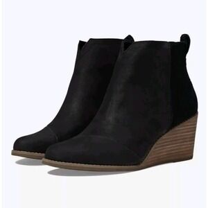 8M TOMS Clare BLACK Wedge Bootie Women